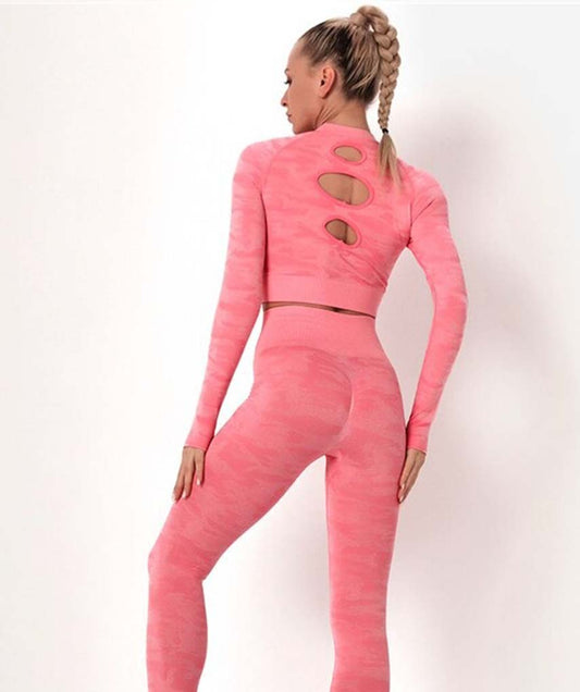 AquaFlex Suit -Crop Top and Leggings - Pink