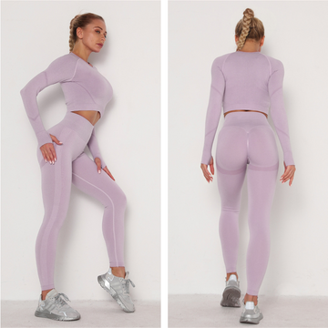 AquaFlex Suit -Crop Top and Leggings - Light Purple