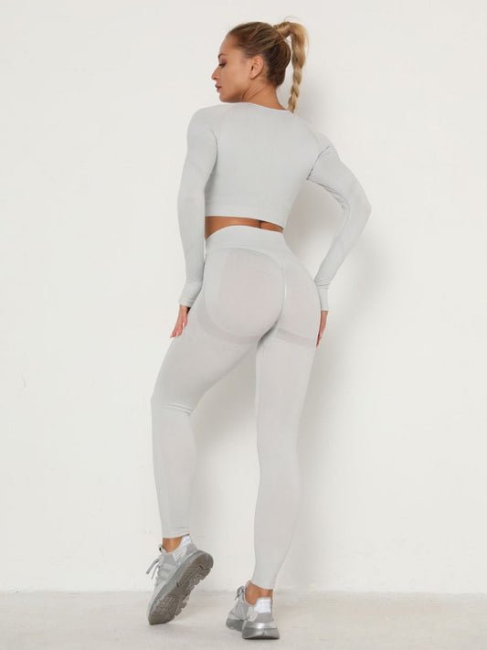 AquaFlex Suit -Crop Top and Leggings - Light Grey